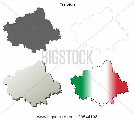 Treviso blank detailed outline map set