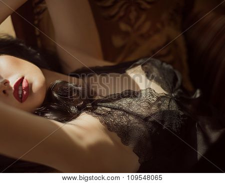 Sexy beautiful girl in sensual underclothes