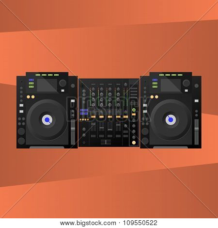 Digital DJ deck, mixer. Vector