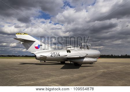 Hradec Kralove, Czech Republic - September 5: Jet Fighter Aircraft Mikoyan-gurevich Mig-15 Developed