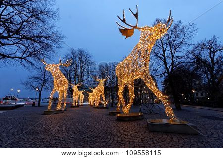 Christmas Moose Herd Made Of Led Light