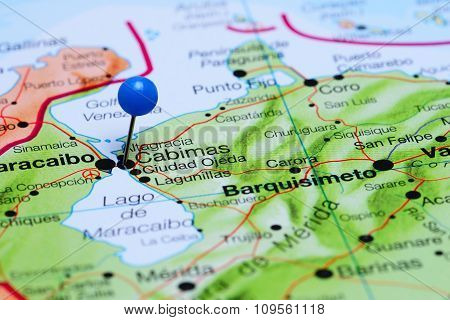 Cabimas pinned on a map of America