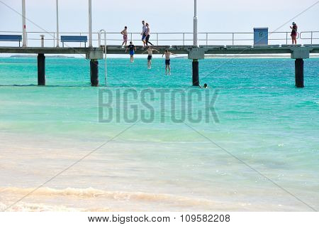 Jumping off the Jurien Bay Jetty