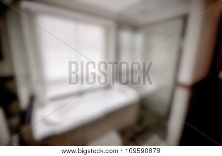 Blurred / Defocussed Abstract Background Of A Bathroom With Bath Tub With Vintage Colour Effects Tak