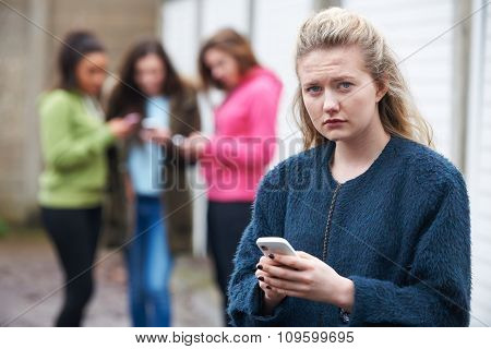 Teenage Girl Being Bullied By Text Message