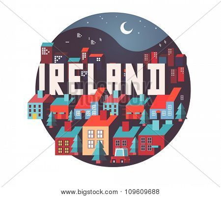 Ireland in europe is a beautiful country to visit. vintage vector illustration.