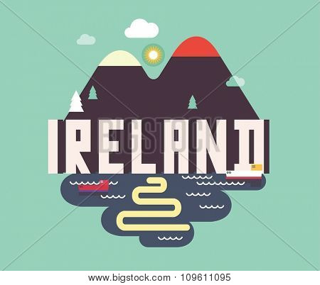 Ireland in europe is a beautiful country to visit. vintage vector illustration.