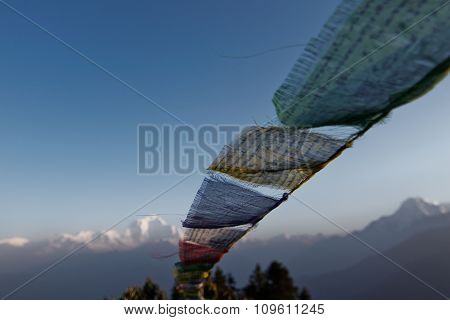 Prayer Flag At Poon Hill in Nepal  .