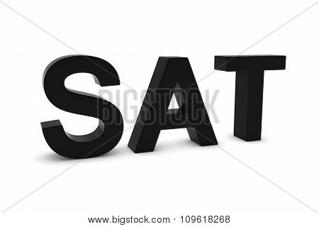 Sat Black 3D Text - Saturday Abbreviation Isolated On White