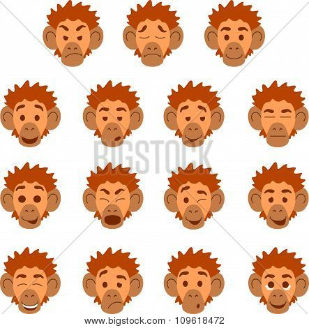 Flat monkey face expressions