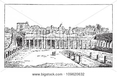 House Diomedes, vintage engraved illustration. Private life of Ancient-Antique family-1881.