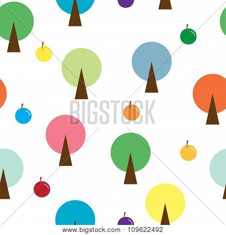 Round Tree Seamless Pattern