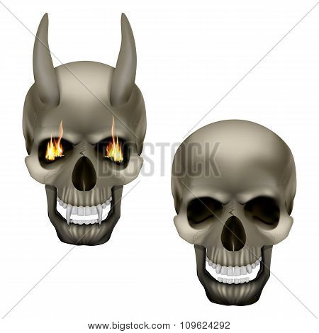 Vampire Skull With Fangs And A Human