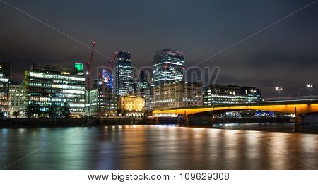 Skyline of the City of London at Dusk