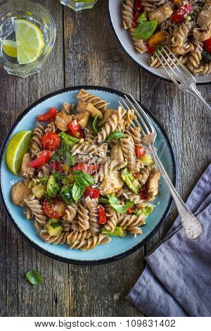 Whole Wheat Pasta  With Chicken And Vegetables