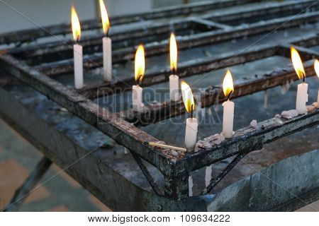 Candle Light In Buddisht Temple