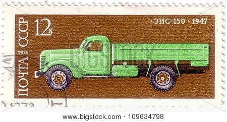 Ussr - Circa 1974: A Stamp Printed In Ussr Shows Zis 8 Bus, 1934, Development Of Russian Automotive
