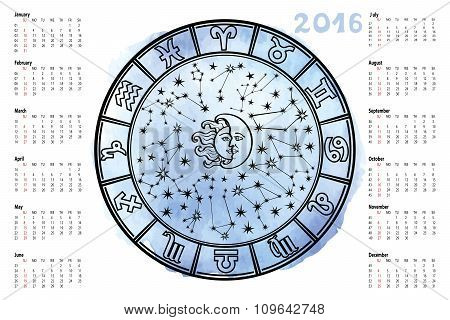 Zodiac sign,Horoscope circle.2016 year