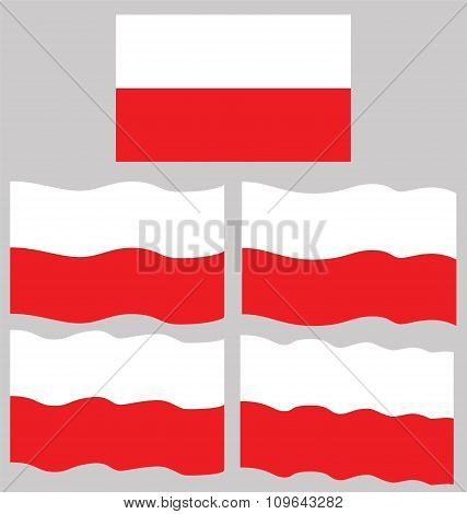 Flat And Waving Flag Of Poland