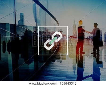 Chain Link Hyperlink Joined Strength Security Concept