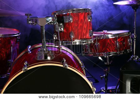 Drum set on a stage