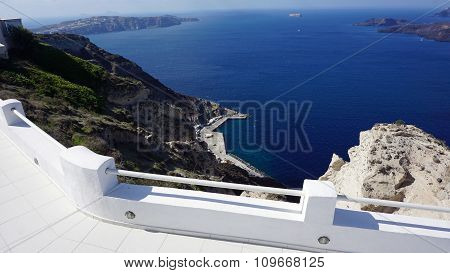 View Of Volcan Caldera In Athinios On Santorini