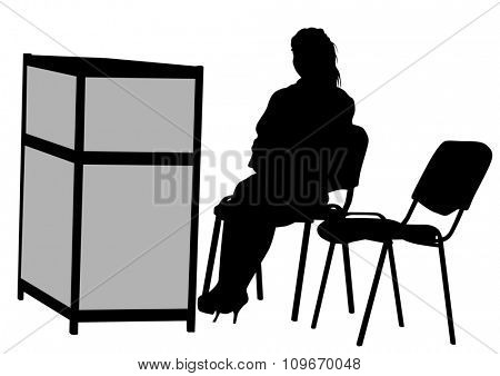 Girl on a chair during a picnic on a white background