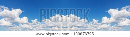 Abstract Wide Sky Panorama With Scattered Clouds