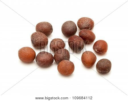 Macro closeup of Organic brown mustard seeds.