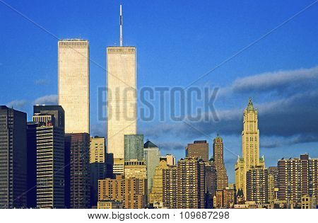 Twin Towers In Sunset