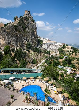 Ancient Castle On The Rock And White Town On The Slope Of A Hill, La Iruela, Andalusia, Spain