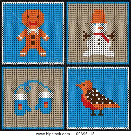 Knitted Backgrounds  With Christmas  Theme.