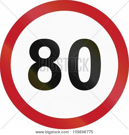 Road Sign In The Philippines - Speed Limit - Maximum 80 Kph