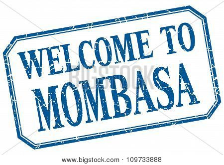 Mombasa - Welcome Blue Vintage Isolated Label
