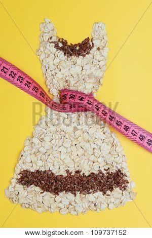 Dress Shape Made From Oatmeal With Measuring Tape