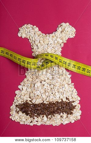 Dress Shape Made From Oatmeal With Measuring Tape