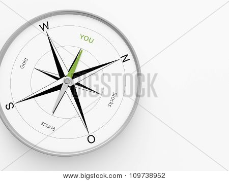 A 3D Maded Compass On A White Screen