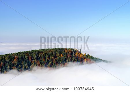 Great Overcast Over Alsace. View From Top Of The Mountain.
