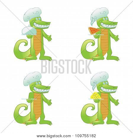Cartoon crocodile cook