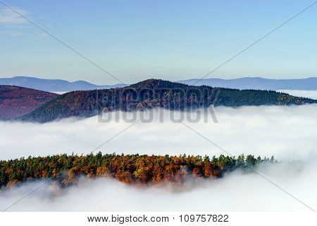 Great Overcast Over Alsace. View From Top Of The Mountain.