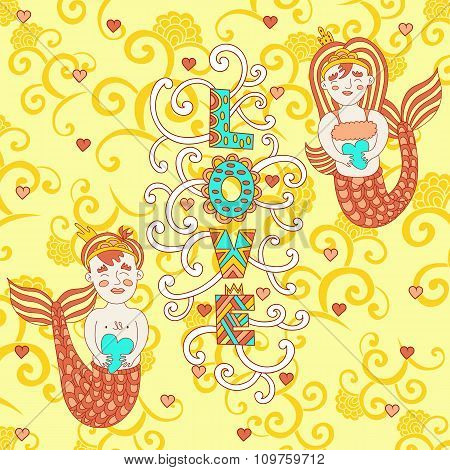 Bright Greeting Card For Valentine's Day.