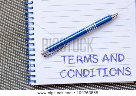 Terms And Conditions Write On Notebook