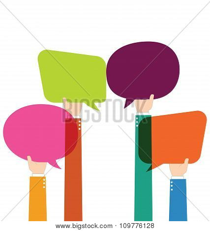 Businessman Hold Colorful Blank Speech Bubble
