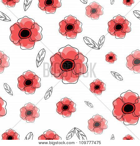 Seamless pattern with abstract flowers