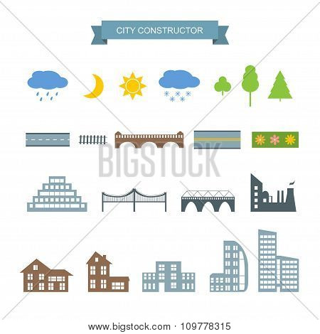 City Constructor Icons Set.