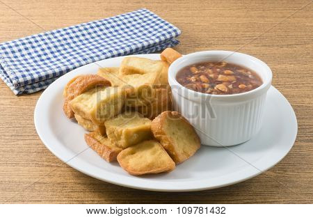 Fried Tofu Served With Sweet Spicy Sauce