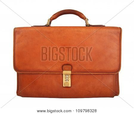 Brown Briefcase Isolated On White Background