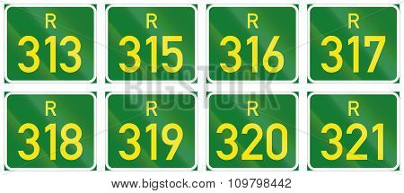 Collection Of South African Regional Route Signs