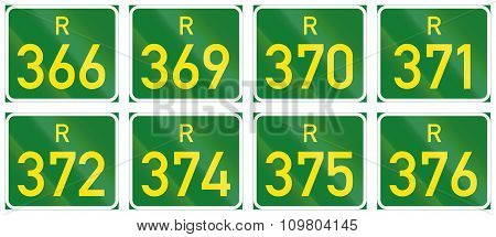 Collection Of South African Regional Route Signs