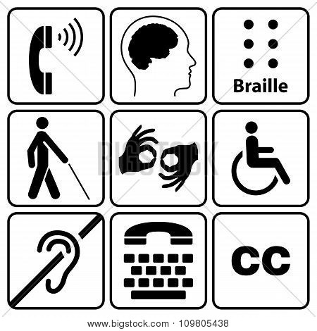 Disability Symbols And Signs Collection